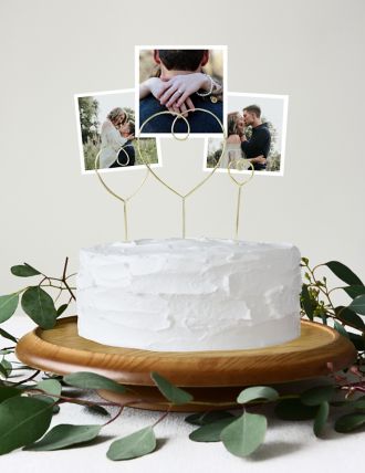 Gold Wire Heart Cake Topper Set